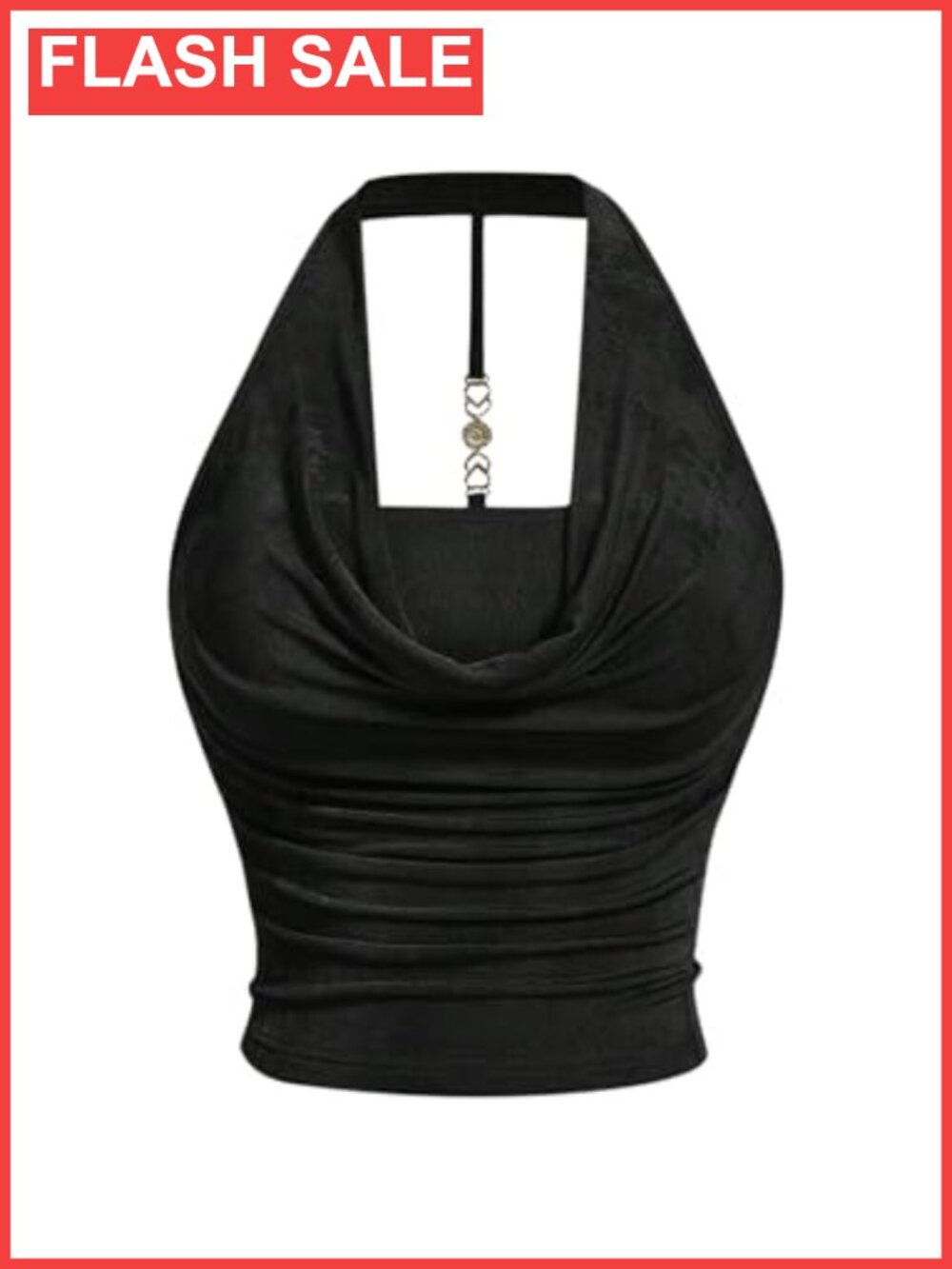 Plus Size Y2K Halter Crop Top Draped Ruched Backless Tank Top
